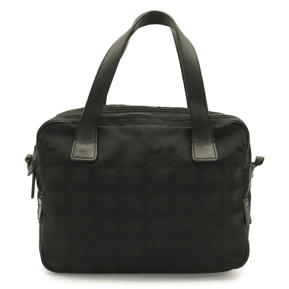 CHANEL New Travel Line Handbag/Tote Bag, Nylon Jacquard Leather, Black, A15970